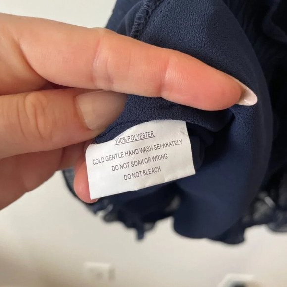 Selfie Leslie Greta Chiffon Layered Mini Dress  Navy Blue Size Small - Picture 8 of 8